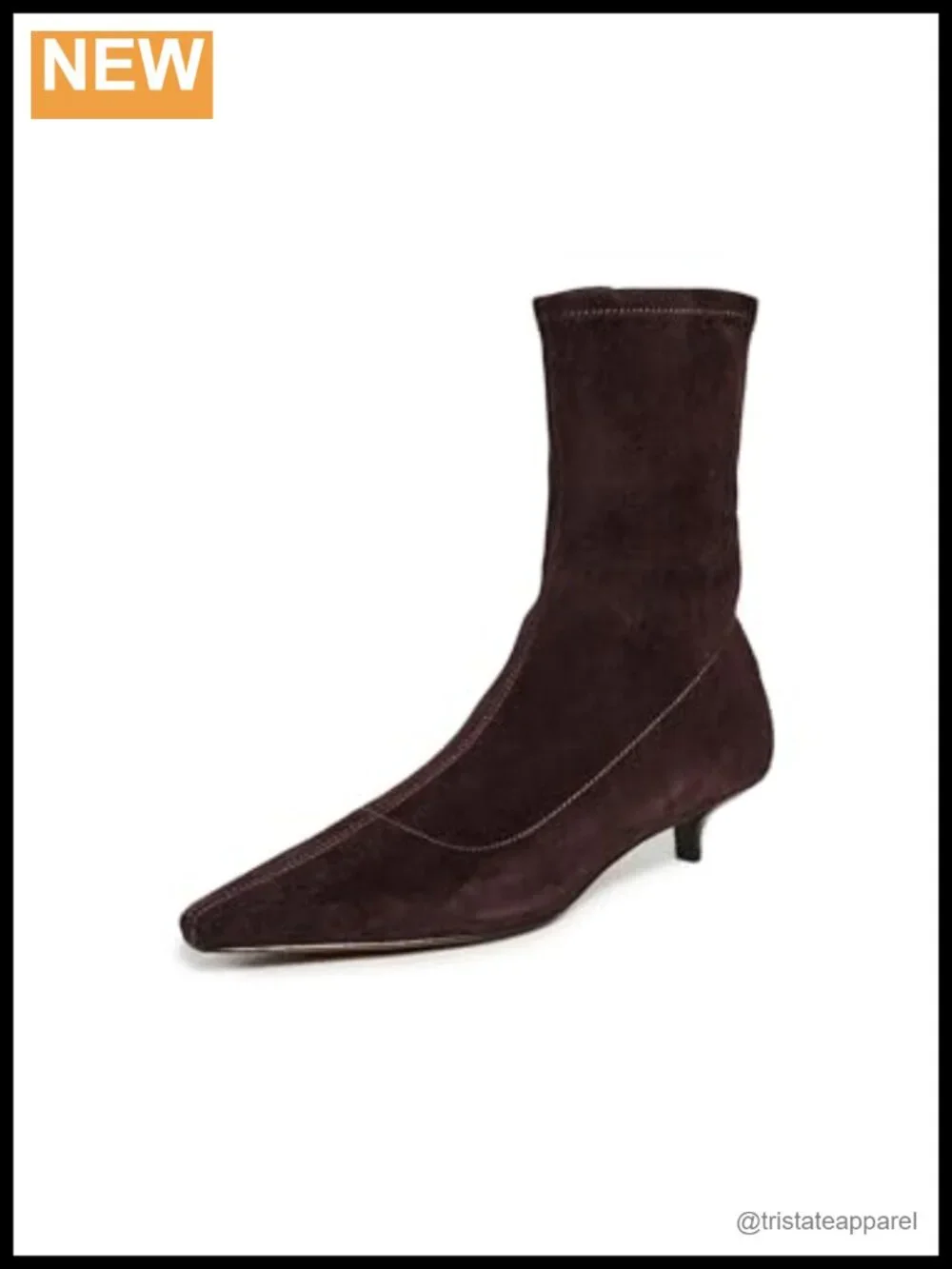 Suede Kitten Heel Ankle Boots Pointed Toe Zip Closure Leather Lining